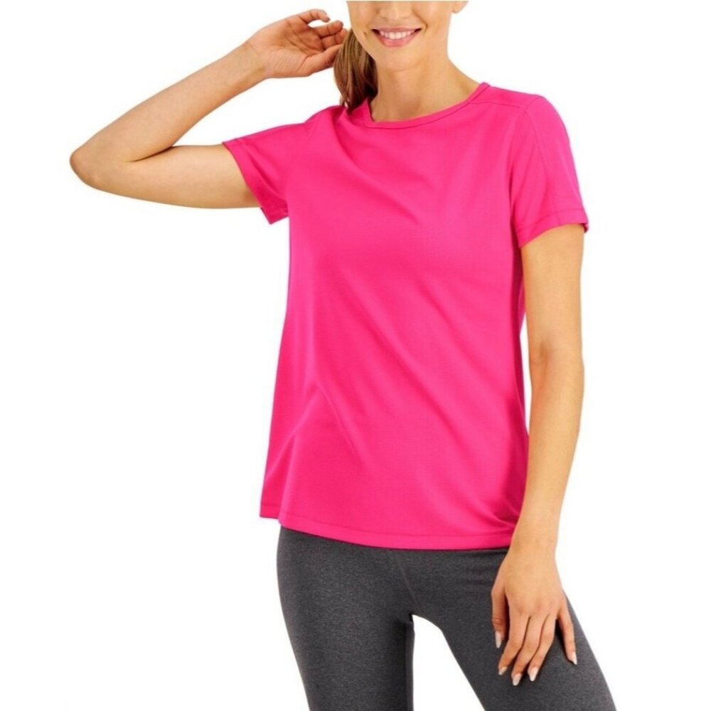 Ideology Womens Size XS Fiery Pink Mesh Athletic Athleisure Wicking T-Shirt NWT - Picture 2 of 6